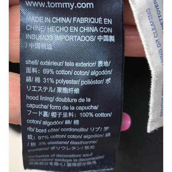 Hilfiger Denim, Red White Blue Logo Sweatshirt, Navy Blue Hoodie, Unisex Size M - Picture 4 of 5